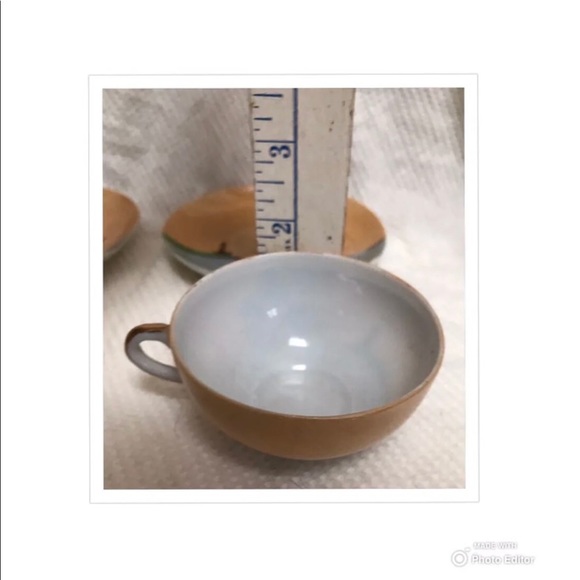 JAPAN TEACUP TEA CUP SAUCER PORCELAIN SET BOATS MOTHER OF PEARL PAINTED VINTAGE - Picture 10 of 10